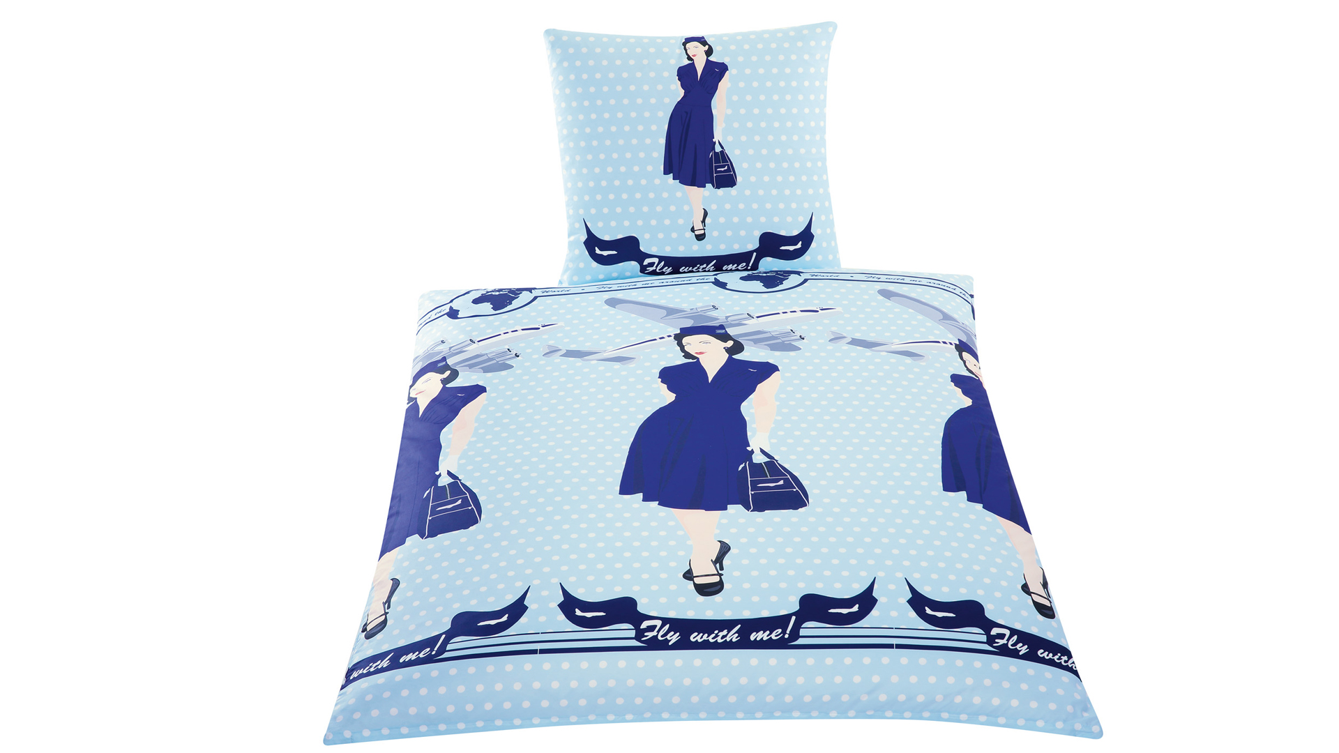 Gold-Line Bed - 50's Style Garnitur 135 x 200 + 80 x 80 cm