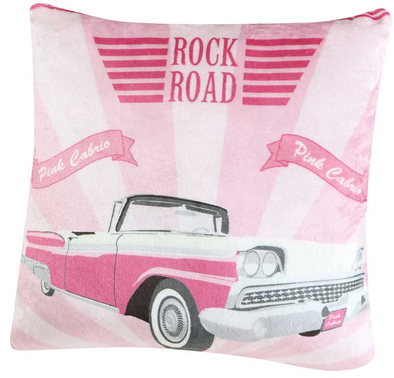 zierkissen-50x50cm-50er-jahre-rosa-cadillac Cadillac Zierkissen pink weiß 50x50cm von KBT Bettwaren