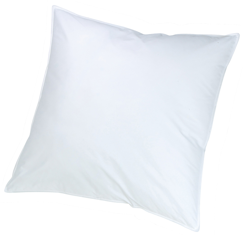 sofakissen-campingkissen-40x40cm Weißes quadratisches Kissen in 40x40cm aus der Classic Serie von KBT Bettwaren vor weißem Hintergrund