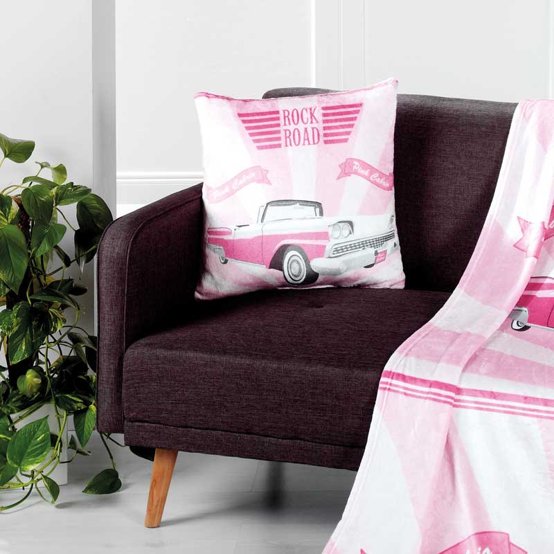 Cadillac Zierkissen pink weiß 50x50cm von KBT Bettwaren Ambiente