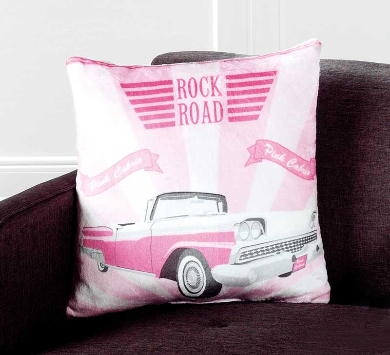 Cadillac Zierkissen pink weiß 50x50cm von KBT Bettwaren Nahaufnahme
