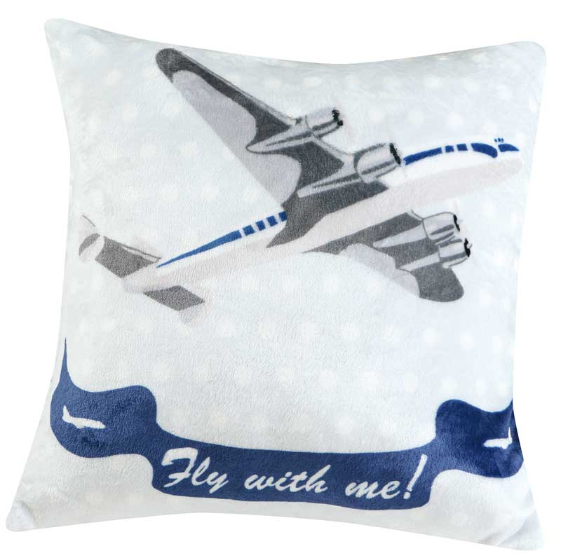 zierkissen-50x50cm-50er-jahre-flugzeug American Airways Zierkissen blau weiß 50x50cm von KBT Bettwaren